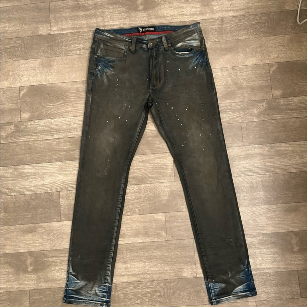 Black Blue Slim Fit Jeans with Modern Style
